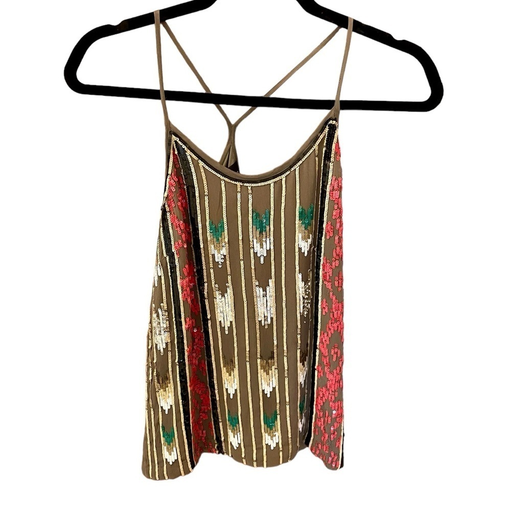 Single Los Angeles Tina Tank, Size S, Olive Green w/Gold, Orange, Black+…